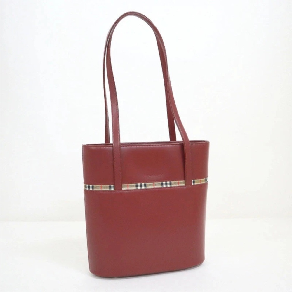 Burberry Red Tote Bag with Signature Stripe